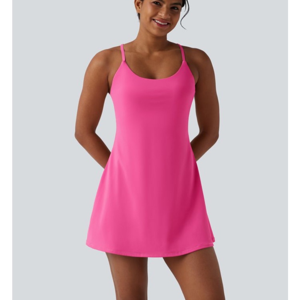 Halara Softlyzero Plush Tummy Control Active Dress with Pockets-Easy Peezy